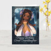 ひ孫娘のバースデー・カード-かわいく青い市 カード (黄色い花)