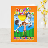 ひ孫娘のバースデー・カード-かわいこちゃんパイが付いている… カード (黄色い花)