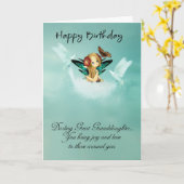 ひ孫娘の鳩が付いている妖精のバースデー・カード カード (黄色い花)