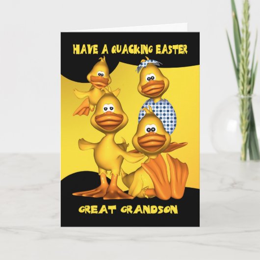 ひ孫、おもしろいのアヒルが付いているイースターカード シーズンカード (正面)