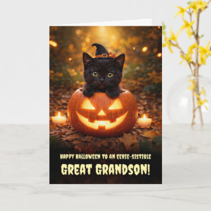 ひ孫 ハッピーハロウィン かわいい黒猫 カード