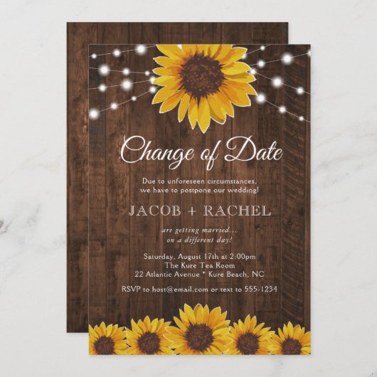 ひ素朴まわりの日の光の変結婚化 招待状 (正面/裏面)