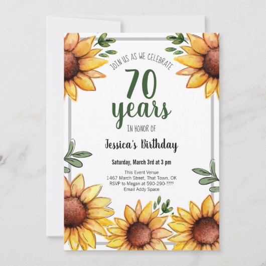 ひ素朴まわり70歳の誕生日パーティー 招待状 (正面)