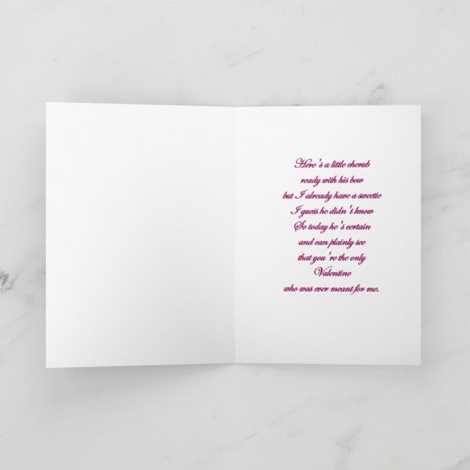 びっくりした天使のピンクのヴィンテージ バレンタインデーのカード シーズンカード (内部)