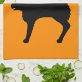 びっくりハロウィーン猫とこうもりシルエットオレンジ キッチンタオル (折り畳み)