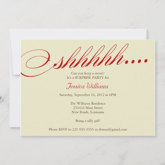 びっくりパーティ 招待状 (正面)