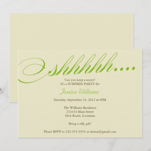 びっくりパーティ 招待状 (正面/裏面)