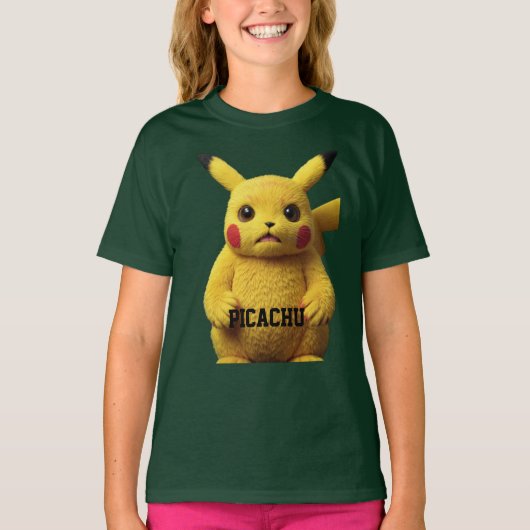"びっくりピカチュウのマグショット — デザイン Tシャツ (正面)