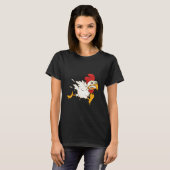 びびって逃げるニワトリ Tシャツ (正面フル)