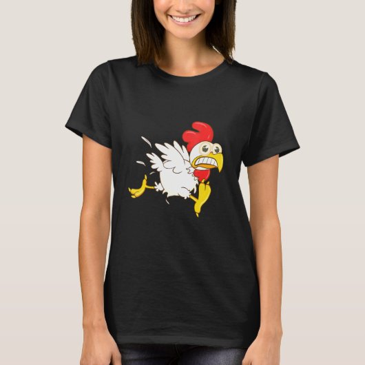 びびり走るニワトリ Tシャツ (正面)