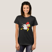 びびり走るニワトリ Tシャツ (正面フル)