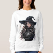 びんの上に乗った怖い帽子の魔女 スウェットシャツ (正面)