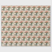 びんの中に水色のバラの花束 ラッピングペーパー (フラット)