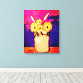 びんの中のひまわり キャンバスプリント (インサイチュ (ウッドフロア))