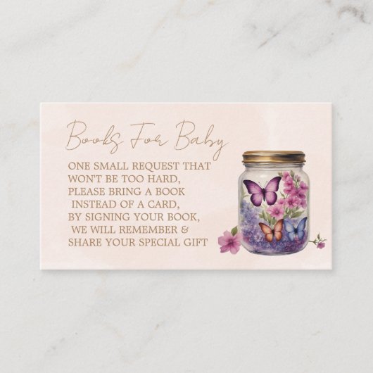 びんの中の小さな蝶のフローラの赤ちゃんシャワー エンクロージャーカード (正面)