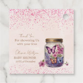 びんの中の小さな蝶のフローラの赤ちゃんシャワー フェイバータグ (裏面)