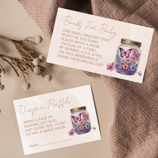 びんの中の小さな蝶フローラ赤ちゃんシャワー エンクロージャーカード
