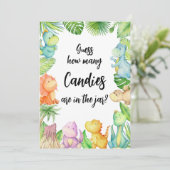 びん恐竜の赤ちゃんシャワーカードにキャンディーの数 招待状 (スタンド正面)