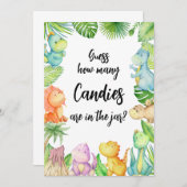びん恐竜の赤ちゃんシャワーカードにキャンディーの数 招待状 (正面/裏面)