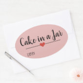 びん状のケーキ赤面ピンク 楕円形シール (封筒)