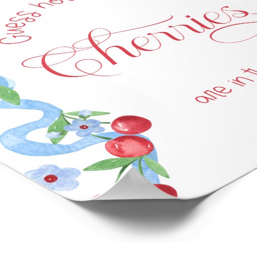 びん青い弓のさくらんぼの数ベビーシャワー ポスター (角)