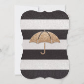 ぴかぴか光るB&Wのはっきりしたでストライプなブライダルシャワーの招待 招待状 (裏面)