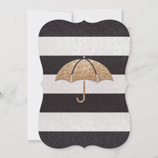 ぴかぴか光るB&Wのはっきりしたでストライプなブライダルシャワーの招待 招待状 (裏面)