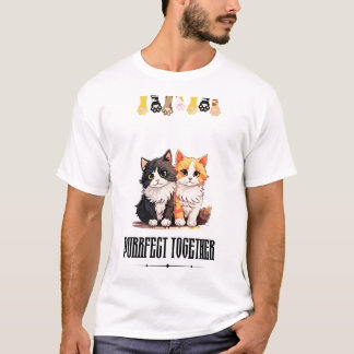 ぴったり一緒 - かわいい猫カップルTシャツ Tシャツ