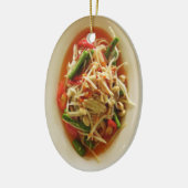 ぴりっとするパパイヤサラダ[ソムTam]…タイのラオス人の食糧 セラミックオーナメント (左)