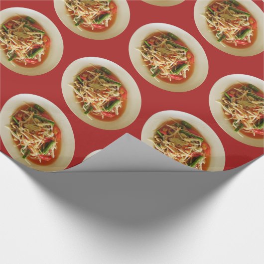 ぴりっとするパパイヤサラダ[ソムTam]…タイのラオス人の食糧 ラッピングペーパー (角)