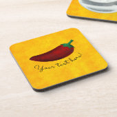 ぴりっとする熱い南西チリペッパーパターン コースター (左側)