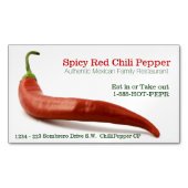 ぴりっとする食糧熱く赤いカイエンヌペパーのレストラン マグネット名刺 (正面)
