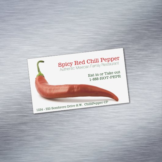 ぴりっとする食糧熱く赤いカイエンヌペパーのレストラン マグネット名刺 (インサイチュ)