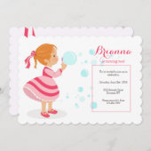 ふうきんをふく女の子のパーティー招待状 招待状 (正面/裏面)