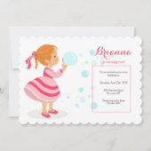 ふうきんをふく女の子のパーティー招待状 招待状 (正面)