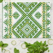 ふきんのウクライナの十字のステッチの刺繍 キッチンタオル (折り畳み)