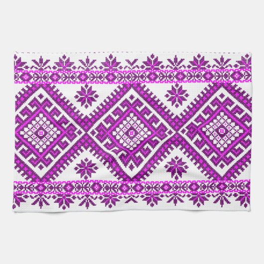 ふきんのウクライナの紫色のプリント キッチンタオル (横)
