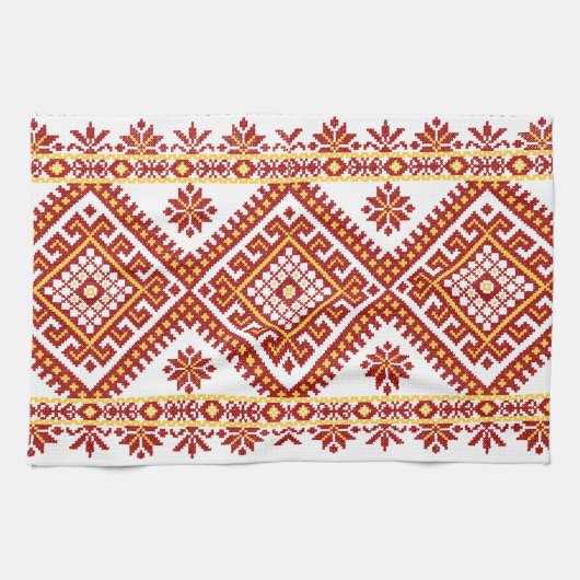 ふきんの綿のウクライナの刺繍のプリント キッチンタオル (横)