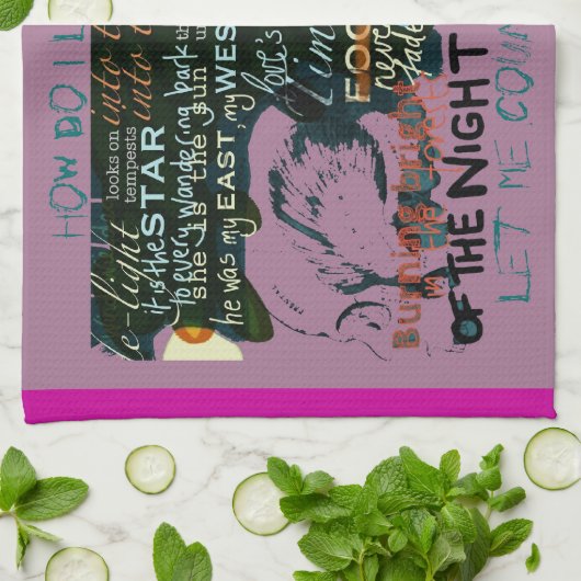 ふきんの薄紫愛詩歌はシェークスピアを引用します キッチンタオル (折り畳み)