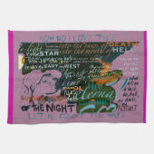 ふきんの薄紫愛詩歌はシェークスピアを引用します キッチンタオル (横)