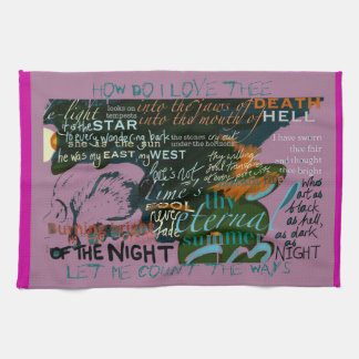 ふきんの薄紫愛詩歌はシェークスピアを引用します キッチンタオル