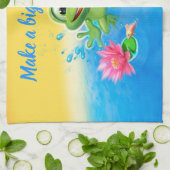 ふきんの跳躍のカエルの設計 キッチンタオル (折り畳み)