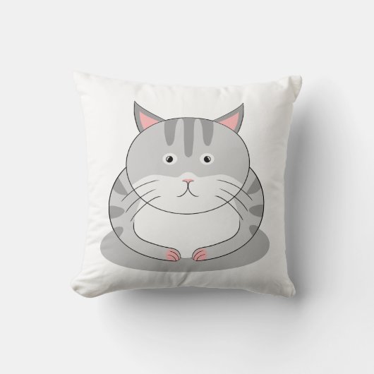 ふくよかなニコニコ猫 デフォルト 裏面柄あり クッション (正面)