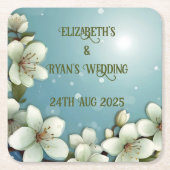 ふくよかな桜の花火 スクエアペーパーコースター (正面)