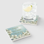 ふくよかな桜の花火 ストーンコースター (横)