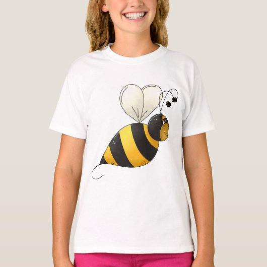 ふくよかな羽のあるマルハナバチ Tシャツ (正面)