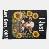 ふくらはぎのひまわりで囲まれたフェンス越しに覗き込む キッチンタオル (横)