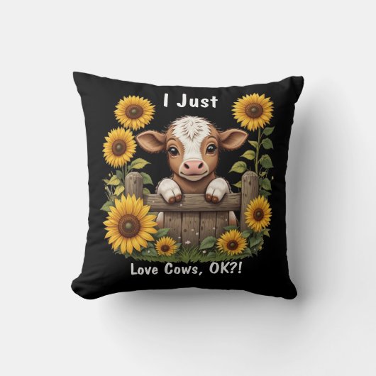 ふくらはぎのひまわりで囲まれたフェンス越しに覗き込む クッション (正面)