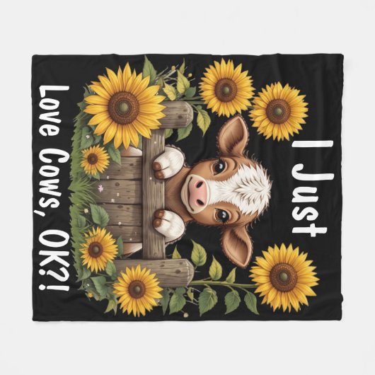 ふくらはぎのひまわりで囲まれたフェンス越しに覗き込む フリースブランケット (正面(横))