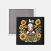 ふくらはぎのひまわりで囲まれたフェンス越しに覗き込む マグネット (正面/裏面)